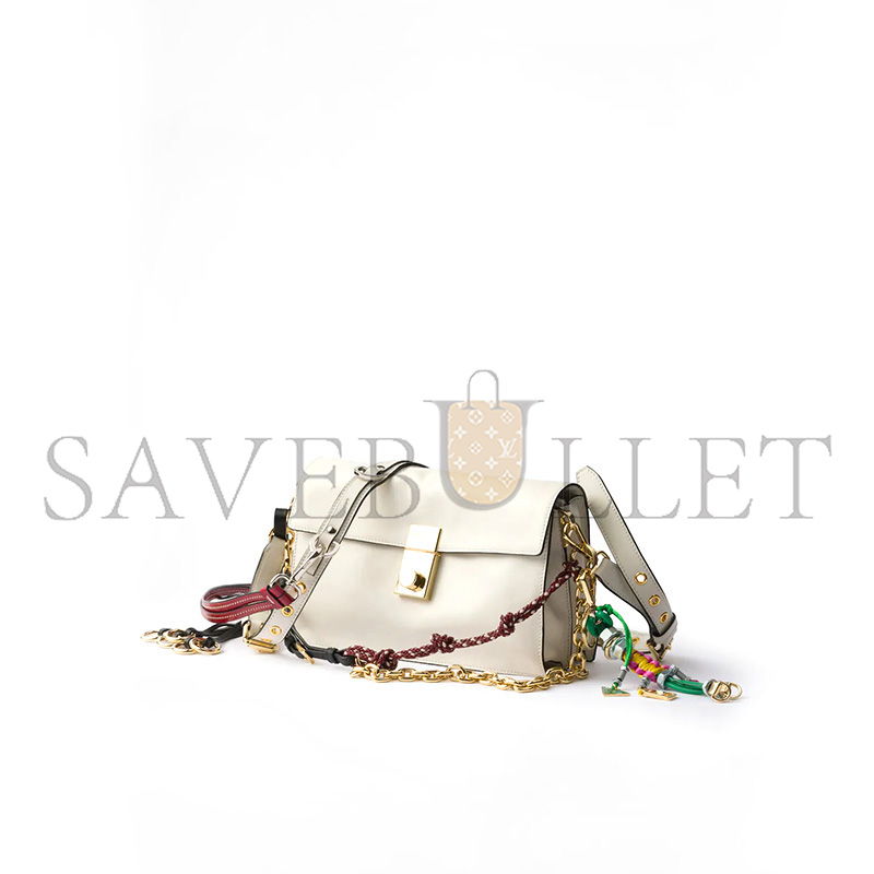 PRADA SOFT SOUND SMALL LEATHER SHOULDER BAG WITH CHARMS 1BD379 (24*13.5*5cm)